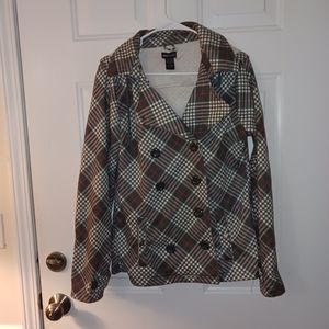 Wet Seal Gray Plaid Jacket with hood. Size XL